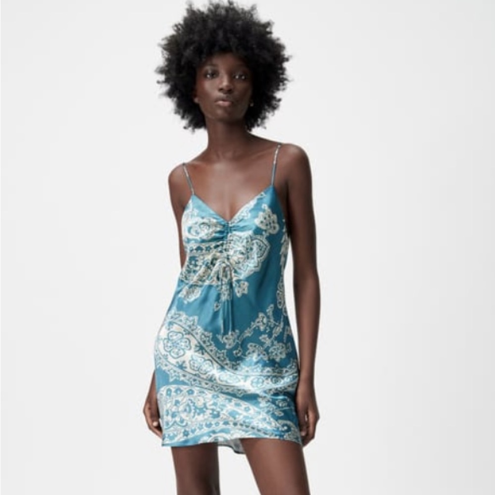 Zara patterned mini slip dress